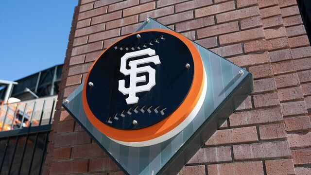 San Francisco Giants baseball team logo at Oracle Park, San Francisco, California, March 18, 2025.