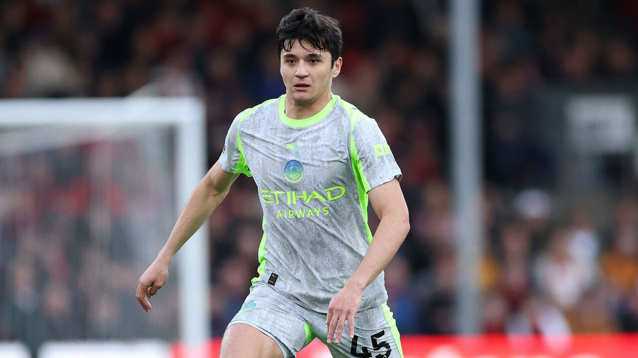 BOURNEMOUTH, ENGLAND - MAY 19: Abdukodir Khusanov of Manchester City during the Premier League match between Bournemouth and Manchester City at Vitality Stadium on May 19, 2026 in Bournemouth, England.