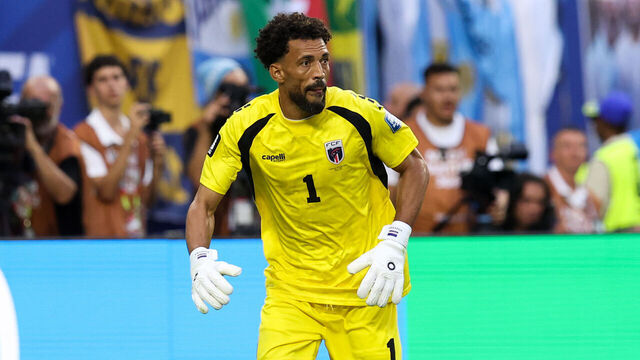 MIAMI GARDENS, FLORIDA - JULY 03: Vozinha #1 of Cabo Verde controls the ball during the FIFA World Cup 2026 Round Of 32 match between Argentina and Cabo Verde at Miami Stadium on July 03, 2026 in Miami Gardens, Florida.