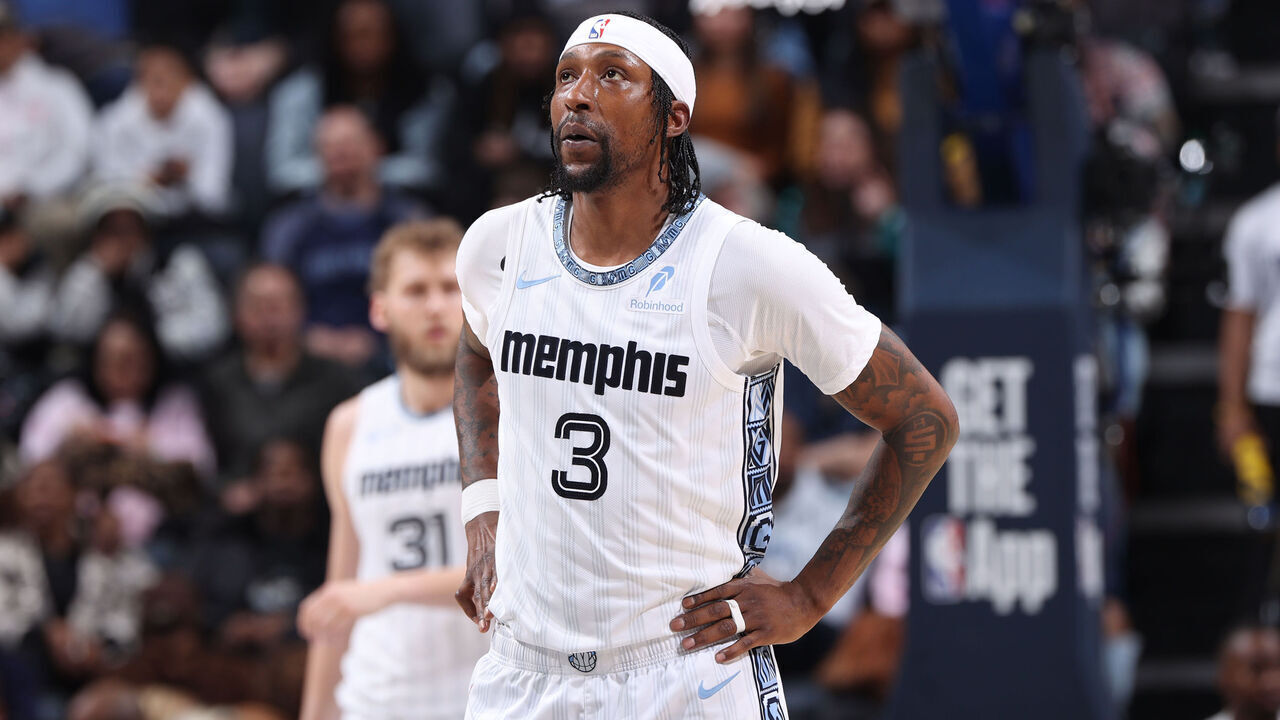 MEMPHIS, TN - FEBRUARY 2: Kentavious Caldwell-Pope #3 of the Memphis Grizzlies looks on during the game against the Minnesota Timberwolves on February 2, 2026 at FedExForum in Memphis, Tennessee. Mandatory Copyright Notice: Copyright 2026 NBAE