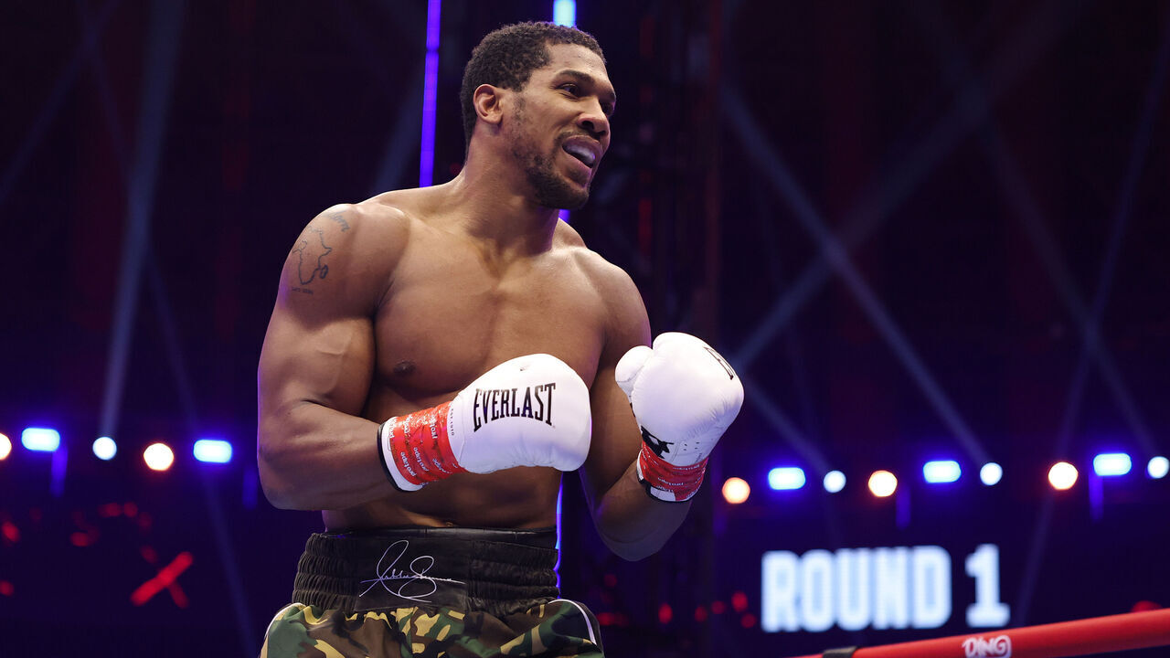 JEDDAH, SAUDI ARABIA - JULY 25: Anthony Joshua looks on during the Heavyweight contest fight between Anthony Joshua and Kristian Prenga in the Anthony Joshua v Kristian Prenga: The Comeback fight night at Jeddah Superdome on July 25, 2026 in Jeddah, Saudi Arabia.