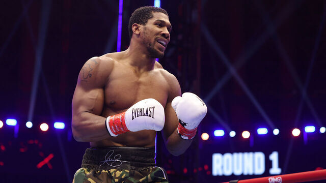 JEDDAH, SAUDI ARABIA - JULY 25: Anthony Joshua looks on during the Heavyweight contest fight between Anthony Joshua and Kristian Prenga in the Anthony Joshua v Kristian Prenga: The Comeback fight night at Jeddah Superdome on July 25, 2026 in Jeddah, Saudi Arabia.