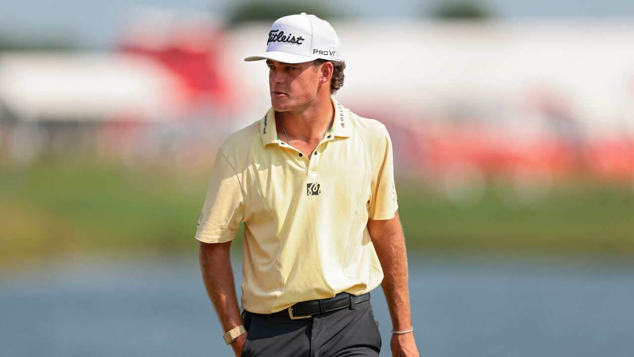 BLAINE, MINNESOTA - JULY 25: Jackson Koivun of the United States looks on from the 18th green during the third round of the 3M Open 2026 at TPC Twin Cities on July 25, 2026 in Blaine, Minnesota.