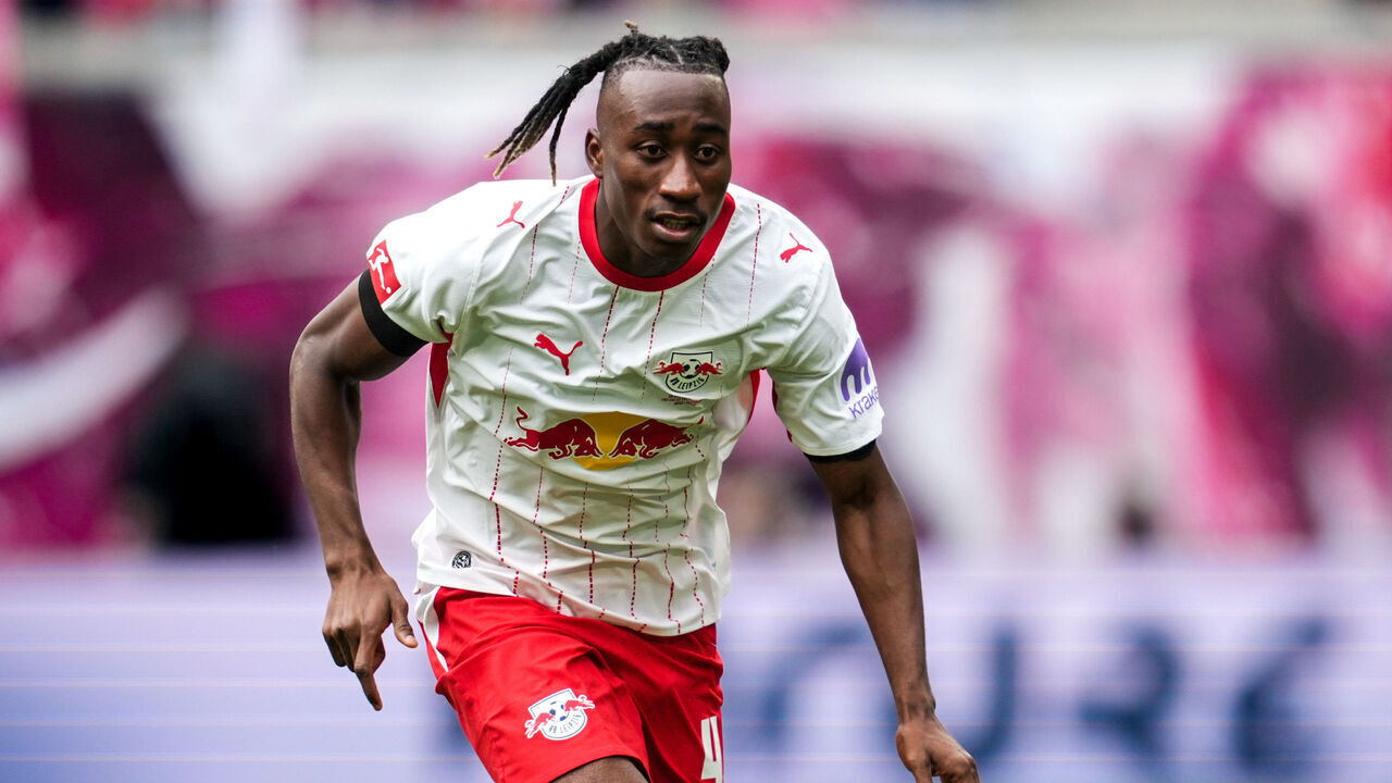 Yan Diomande (RB Leipzig) looks on during match day 33 1.Bundesliga, RB Leipzig and St. Pauli, Red Bull Arena, Leipzig, Germany on May 09 2026.