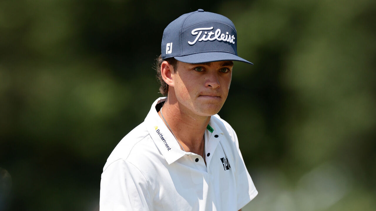 BLAINE, MINNESOTA - JULY 26: Jackson Koivun of the United States acknowledges the crowd after making birdie on the fourth green during the final round of the 3M Open 2026 at TPC Twin Cities on July 26, 2026 in Blaine, Minnesota.