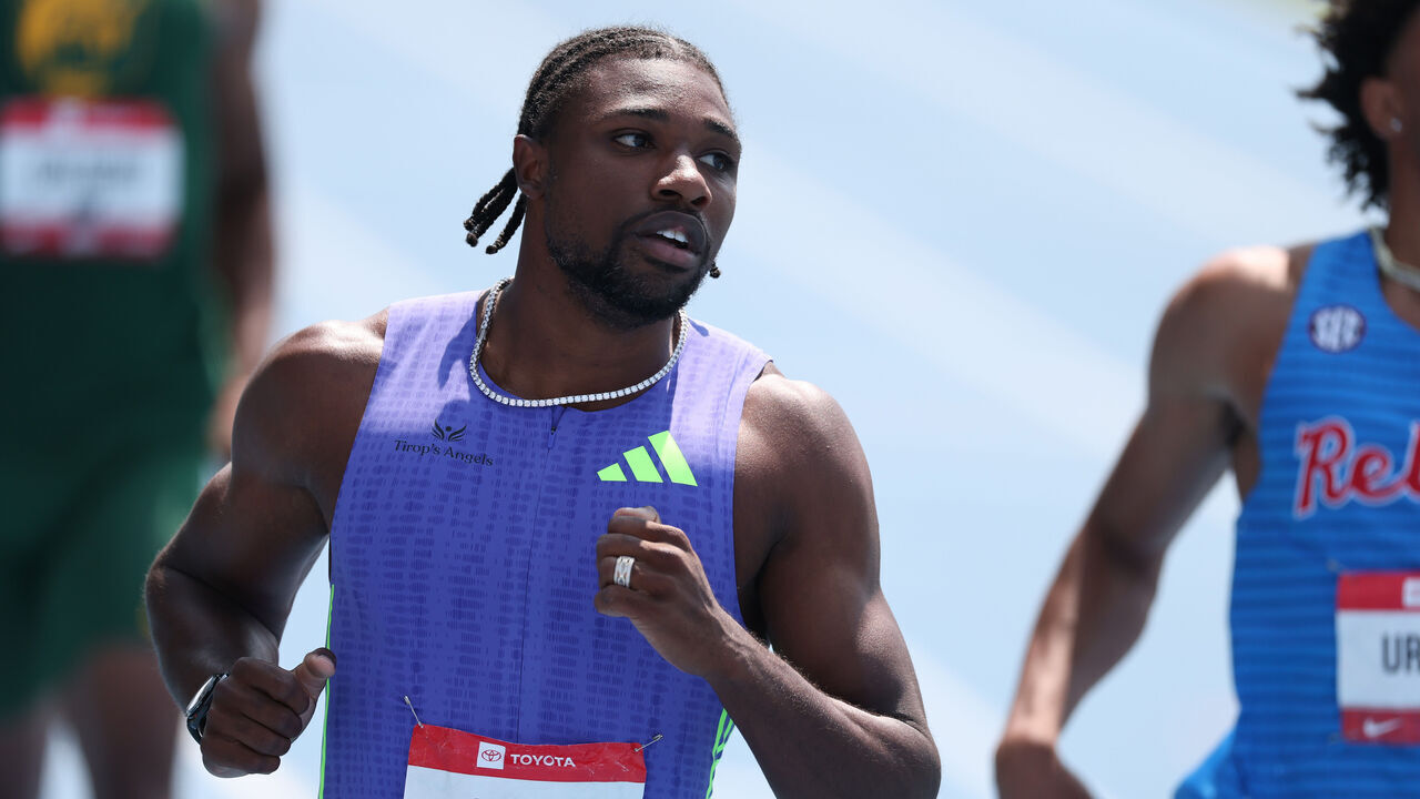 NEW YORK, NEW YORK - JULY 25: Noah Lyles competes in the second heat of the Men's 200m during the 2026 USATF Outdoor Track & Field Championships at Icahn Stadium on July 25, 2026 in New York City.