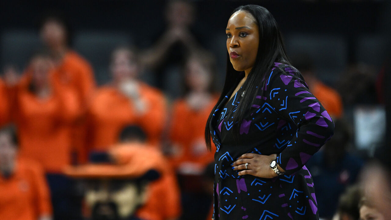 SACRAMENTO, CALIFORNIA - MARCH 28: Head coach Amaka Agugua-Hamilton of the Virginia Cavaliers looks on against the TCU Horned Frogs during the third quarter in the Sweet Sixteen of the 2026 NCAA Women's Basketball Tournament at Golden 1 Center on March 28, 2026 in Sacramento, California.