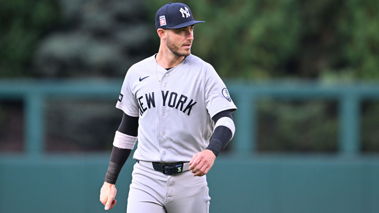 PHILADELPHIA, PA - JULY 25: New York Yankees left fielder Cody Bellinger #35 looks on during the game between the Philadelphia Phillies and the New York Yankees on July 25th, 2026 at Citizens Bank Park in Philadelphia, PA.