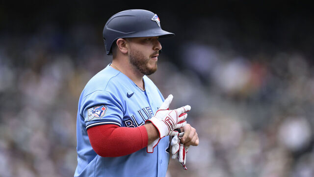 SAN DIEGO, CALIFORNIA - JULY 12: Alejandro Kirk #30 of the Toronto Blue Jays walks during the eighth inning against the San Diego Padres at Petco Park on July 12, 2026 in San Diego, California.