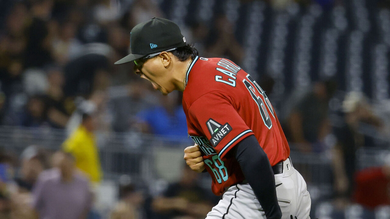 PITTSBURGH, PA - JULY 28: Gerardo Carrillo #68 of the Arizona Diamondbacks celebrates after defeating the Pittsburgh Pirates in twelfth inning at PNC Park on July 28, 2026 in Pittsburgh, Pennsylvania.