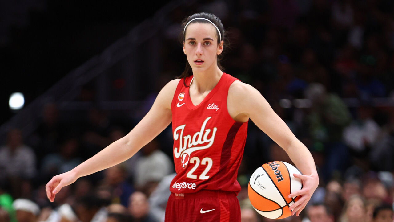 SEATTLE, WA - JULY 28 : Caitlin Clark #22 of the Indiana Fever dribbles the ball during the game against the Seattle Storm on July 28, 2026 at Climate Pledge Arena in Seattle, Washington. Mandatory Copyright Notice: Copyright 2026 NBAE