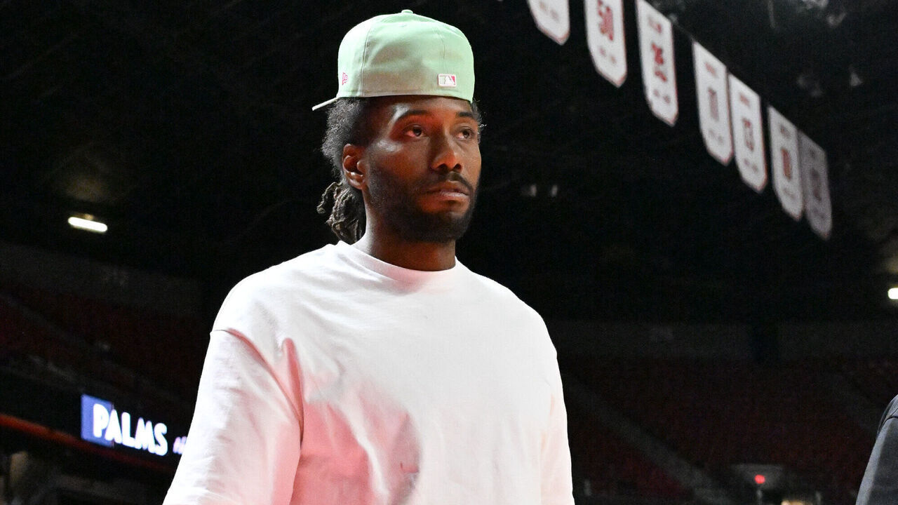 LAS VEGAS, NEVADA - JULY 13: Kawhi Leonard attends a 2026 NBA Summer League game between the Toronto Raptors and the Indiana Pacers at the Thomas & Mack Center on July 13, 2026 in Las Vegas, Nevada.