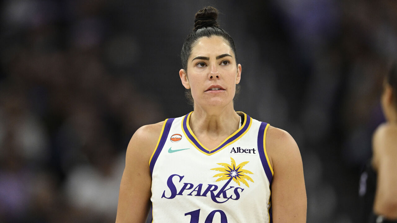 SAN FRANCISCO, CALIFORNIA - JUNE 15: Kelsey Plum #10 of the Los Angeles Sparks looks on against the Golden State Valkyries in the fourth quarter during a Commissioner's Cup game at Chase Center on June 15, 2026 in San Francisco, California.