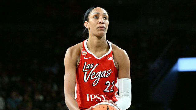 LAS VEGAS, NV - JULY 30: A'ja Wilson #22 of the Las Vegas Aces prepares to shoot a free throw during the game against the New York Liberty on July 30, 2026 at Michelob ULTRA Arena n Las Vegas, Nevada. Mandatory Copyright Notice: Copyright 2026 NBAE