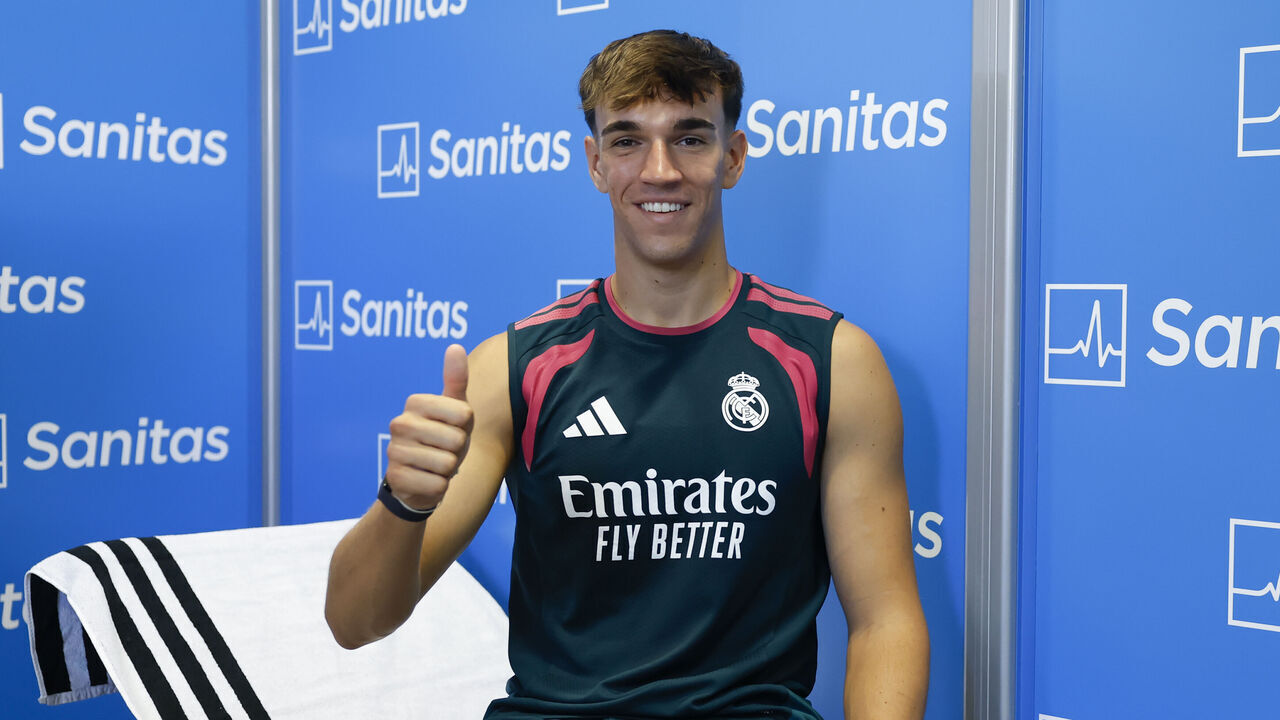 MADRID, SPAIN - JULY 31: Carlos Espí new player of Real Madrid at his medical examination at Ciudad Real Madrid on July 31, 2026 in Madrid, Spain.