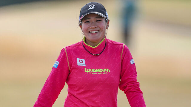 LYTHAM ST ANNES, ENGLAND - JULY 31: Shiho Kuwaki of Japan reacts to her second shot on the 18th hole during the second round of the AIG Women's Open 2026 at Royal Lytham & St. Annes on July 31, 2026 in Lytham St Annes, England.