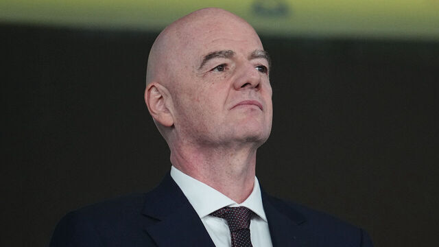 Gianni Infantino looks on during the AFCON r16 match between South Africa and Cameroon at Al Medina stadium, Rabat, Morocco on January 4, 2026.