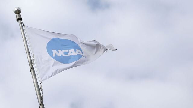 INDIANAPOLIS, INDIANA - DECEMBER 22: The NCAA logo is displayed outside the National Collegiate Athletic Association headquarters on December 22, 2025 in Indianapolis, Indiana.