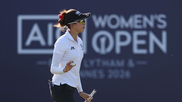 LYTHAM ST ANNES, ENGLAND - AUGUST 01: Yealimi Noh of the United States reacts to her par putt on the 18th green during the third round of the AIG Women's Open 2026 at Royal Lytham & St. Annes on August 01, 2026 in Lytham St Annes, England.