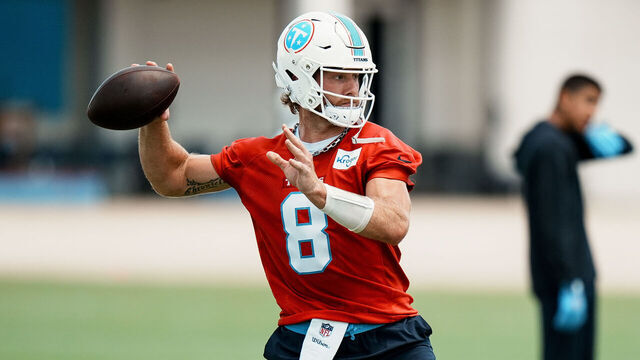 NASHVILLE, TENNESSEE - JUNE 17: Will Levis #8 of the Tennessee Titans passes during the second day of minicamp at Vanderbilt Health Football Center on June 17, 2026 in Nashville, Tennessee.