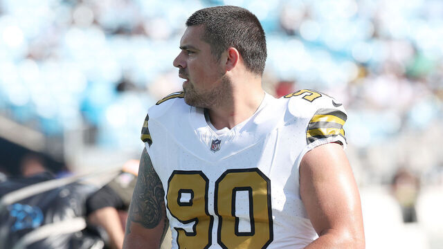 CHARLOTTE, NC - NOVEMBER 09: New Orleans Saints defensive tackle Bryan Bresee (90) during an NFL football game between the New Orleans Saints and the Carolina Panthers on November 9, 2025 at Bank of America Stadium in Charlotte, N.C.