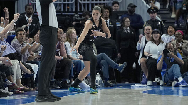 SAN FRANCISCO, CALIFORNIA - AUGUST 02: Janelle Salaun #13 of the Golden State Valkyries reacts after making a three-point basket over Laura Juskaite #2 of the Toronto Tempo in the second half at Chase Center on August 02, 2026 in San Francisco, California.