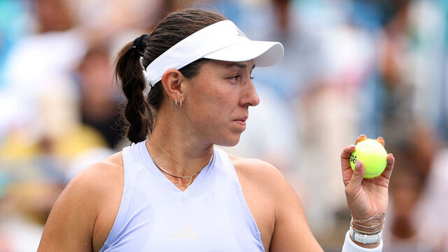 WASHINGTON, DC - AUGUST 02: Jessica Pegula of the United States prepares to serve during a women's singles championship match against Alexandra Eala of the Philippines on the final day of the Mubadala DC Open 2026 at William H.G. FitzGerald Tennis Center on August 02, 2026 in Washington, DC.