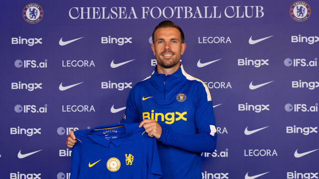 COBHAM, ENGLAND - AUGUST 03: Chelsea New Signing Jordan Henderson poses for photos at Chelsea Training Ground on August 03, 2026 in Cobham, England.