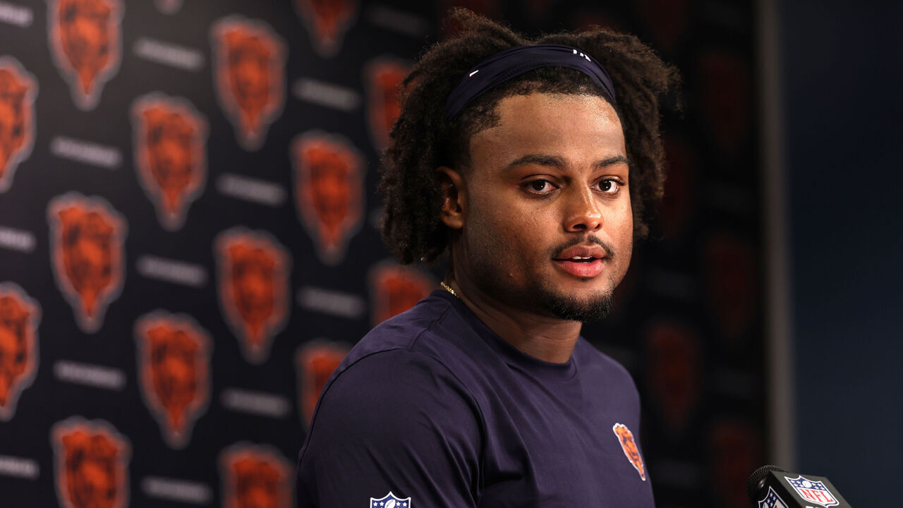 LAKE FOREST, ILLINOIS - JUNE 10: Coby Bryant #2 of the Chicago Bears speaks to media after Chicago Bears Minicamp at Halas Hall on June 10, 2026 in Lake Forest, Illinois.
