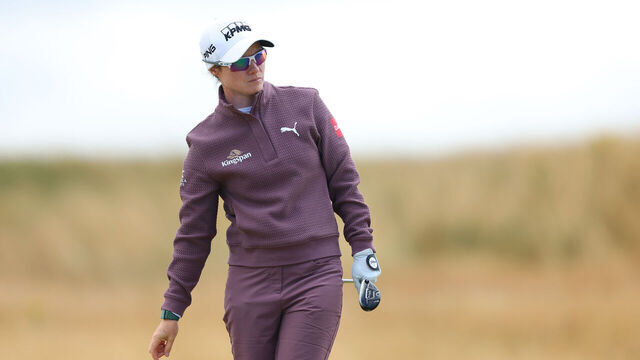 TROON, SCOTLAND - JULY 25: Leona Maguire of Ireland during the third round of the ISPS HANDA Women's Scottish Open 2026 at Dundonald Links Golf Course on July 25, 2026 in Troon, Scotland.