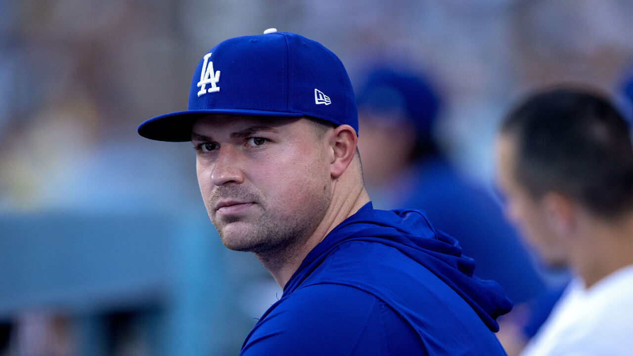 Los Angeles, CA - August 02, 2026: Los Angeles Dodgers pitcher Tarik Skubal sits on the bench during the eighth inning of an MLB game against the Boston Red Sox at UNIQLO Field at Dodger Stadium on Sunday, Aug. 2, 2026 in Los Angeles, CA. (Eric Thayer / Los Angeles Times via Getty Images)