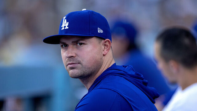 Los Angeles, CA - August 02, 2026: Los Angeles Dodgers pitcher Tarik Skubal sits on the bench during the eighth inning of an MLB game against the Boston Red Sox at UNIQLO Field at Dodger Stadium on Sunday, Aug. 2, 2026 in Los Angeles, CA. (Eric Thayer / Los Angeles Times via Getty Images)