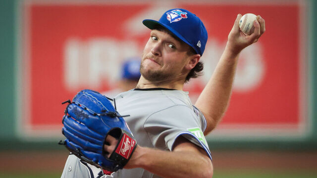 Boston, MA - July 24: Toronto Blue Jays starting pitcher Trey Yesavage delivers a pitch in the first inning. The Boston Red Sox played the Toronto Blue Jays at Fenway Park on July 24, 2026.