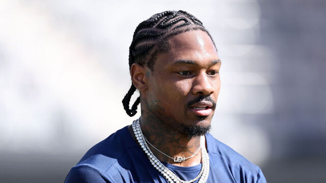 LOS ANGELES, CALIFORNIA - MARCH 20: Stefon Diggs attends the Practice and Press Conferences during the Fanatics Flag Football Classic at BMO Stadium on March 20, 2026 in Los Angeles, California.