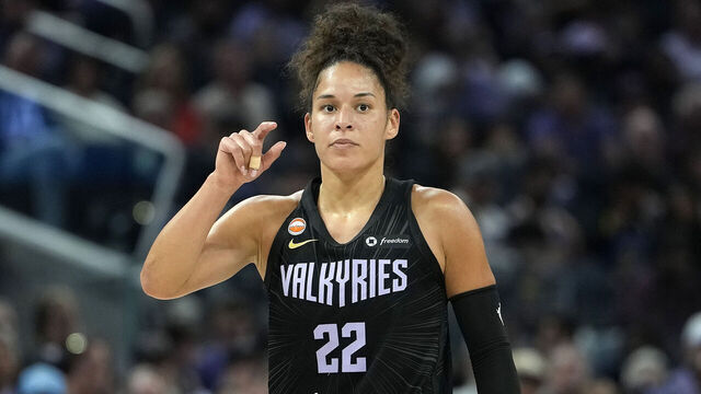 SAN FRANCISCO, CALIFORNIA - JULY 18: Veronica Burton #22 of the Golden State Valkyries looks on against the Washington Mystics in the first half of a WNBA basketball game at Chase Center on July 18, 2026 in San Francisco, California.