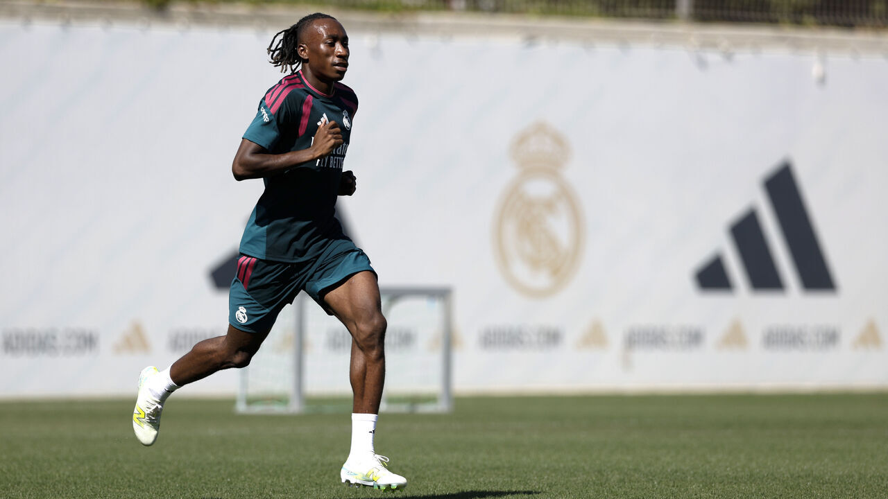 MADRID, SPAIN - AUGUST 07: Yan Diomande player of Real Madrid during a training session on August 07, 2026 in Madrid, Spain.