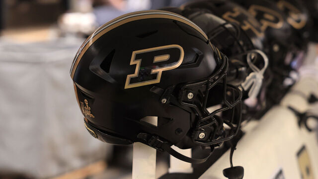 WEST LAFAYETTE, INDIANA - NOVEMBER 08: A Purdue Boilermakers helmet is seen on the sidelines in the game against the Ohio State Buckeyes at Ross-Ade Stadium on November 08, 2025 in West Lafayette, Indiana.