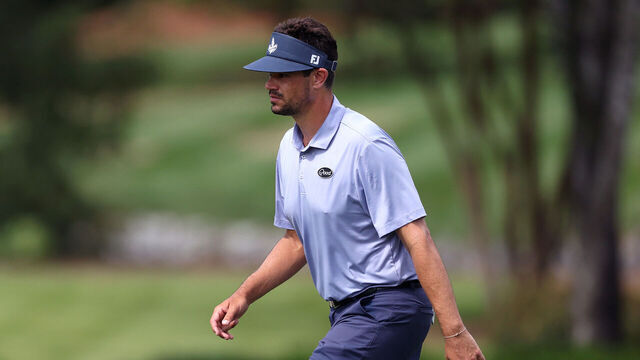 GREENSBORO, NORTH CAROLINA - AUGUST 07: Beau Hossler of the United States walks the 18th hole during the second round of the Wyndham Championship 2026 at Sedgefield Country Club on August 07, 2026 in Greensboro, North Carolina.