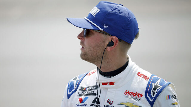 NEWTON, IOWA - AUGUST 08: William Byron, driver of the #24 Raptor Chevrolet, looks on during qualifying for the NASCAR Cup Series Iowa Corn 350 Powered by Ethanol at Iowa Speedway on August 08, 2026 in Newton, Iowa.
