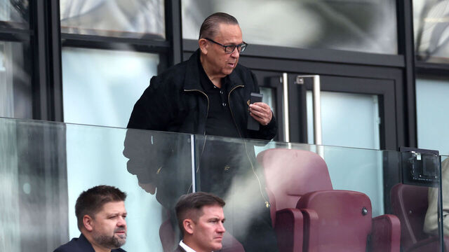 LONDON, ENGLAND - AUGUST 08: David Sullivan, former co-chair of West Ham United looks on from the stands during the Carabao Cup first round match between West Ham United and Portsmouth at London Stadium on August 08, 2026 in London, England.