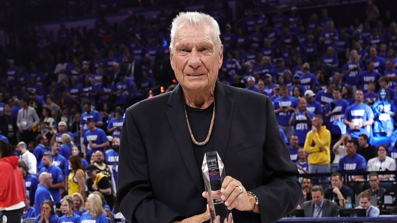 OKLAHOMA CITY, OK - JUNE 8: Don Nelson poses for a photo after receiving the 2025 Chuck Daly Lifetime Achievement Award during the game between the Indiana Pacers and the Oklahoma City Thunder during Game Two of the 2025 NBA Finals on June 8, 2025 at Paycom Center in Oklahoma City, Oklahoma. Mandatory Copyright Notice: Copyright 2025 NBAE
