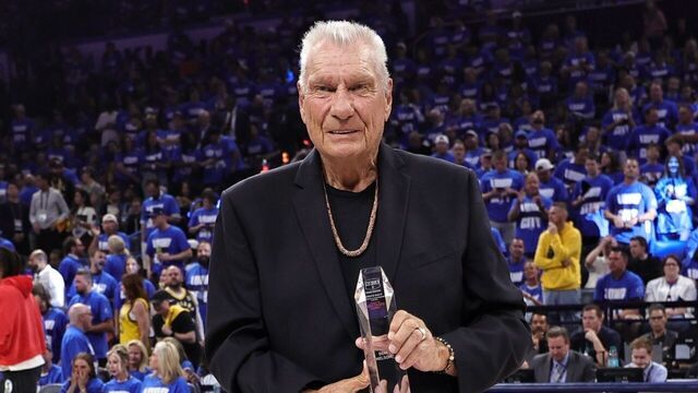 OKLAHOMA CITY, OK - JUNE 8: Don Nelson poses for a photo after receiving the 2025 Chuck Daly Lifetime Achievement Award during the game between the Indiana Pacers and the Oklahoma City Thunder during Game Two of the 2025 NBA Finals on June 8, 2025 at Paycom Center in Oklahoma City, Oklahoma. Mandatory Copyright Notice: Copyright 2025 NBAE