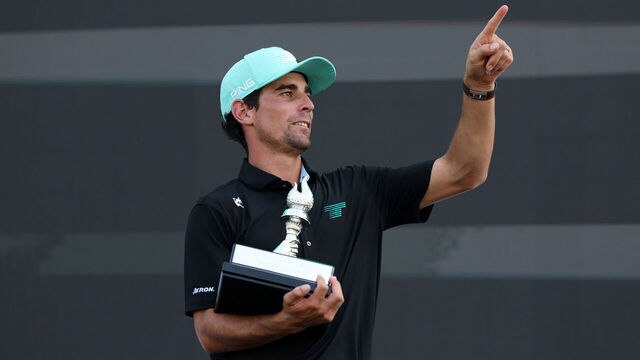 BEDMINSTER, NEW JERSEY - AUGUST 09: Joaquín Niemann of Chile celebrates after winning the individual championship at LIV Golf New York during day four of LIV Golf New York at Trump National Golf Club on August 09, 2026 in Bedminster, New Jersey.