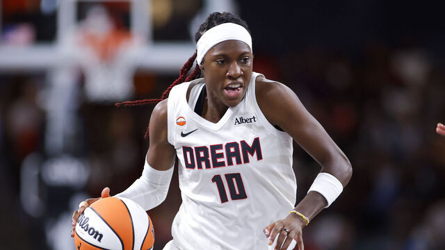 COLLEGE PARK, GEORGIA - AUGUST 10: Rhyne Howard #10 of the Atlanta Dream drives to the basket during the third quarter against the Toronto Tempo at Gateway Center Arena on August 10, 2026 in College Park, Georgia.