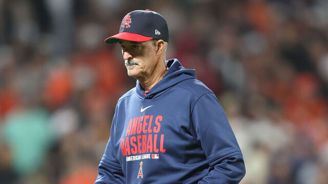 SAN FRANCISCO, CALIFORNIA - JULY 24: Pitching coach Mike Maddux #88 of the Los Angeles Angels walks to the dugout after a mound visit against the San Francisco Giants at Oracle Park on July 24, 2026 in San Francisco, California.