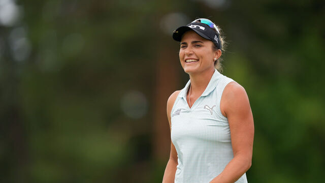 MIDLAND, MICHIGAN - JUNE 11: Lexi Thompson of the United States reacts from the 15th green during the first round of the Dow Championship 2026 at Midland Country Club on June 11, 2026 in Midland, Michigan.