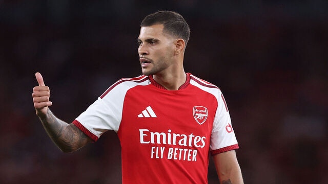 LONDON, ENGLAND - AUGUST 12: Bruno Guimaraes of Arsenal during the pre-season friendly match between Arsenal FC and Como 1907 at Emirates Stadium on August 12, 2026 in London, England.