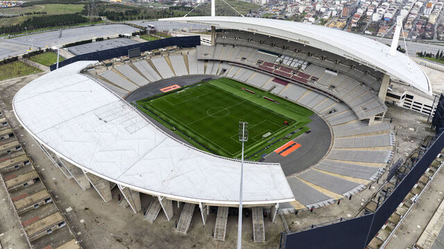 ISTANBUL, TURKIYE - FEBRUARY 05: An aerial view of the Ataturk Olympic Stadium, one of the venues hosting matches in the 68th season of the Turkish Super Lig, on February 05, 2026 in Istanbul, Turkiye.
