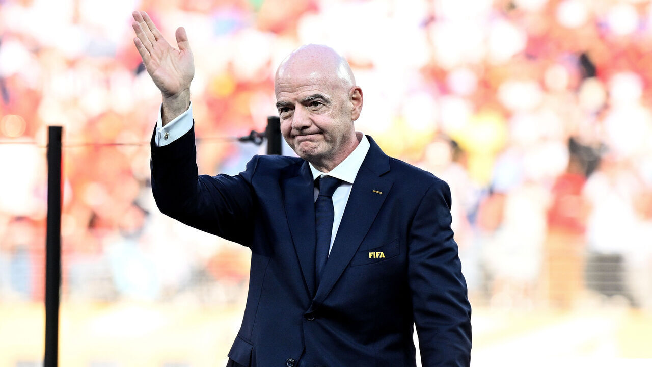 EAST RUTHERFORD, NEW JERSEY - JULY 19: Gianni Infantino president of Fifa reacts during the FIFA World Cup 2026 Final match between Spain and Argentina at New York New Jersey Stadium on July 19, 2026 in East Rutherford, New Jersey.