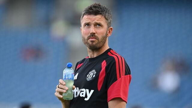 DUBLIN, IRELAND - AUGUST 12: Manchester United manager Michael Carrick is pictured during the pre-season friendly match between Leeds United and Manchester United at Croke Park on August 12, 2026 in Dublin, Ireland.
